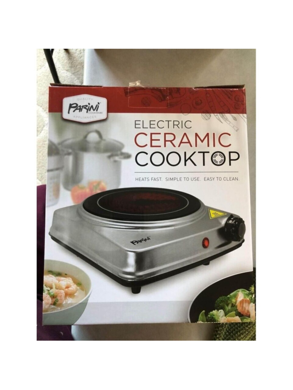 Parini electric ceramic cooktop 1000 watt 7” ceramic glass plate